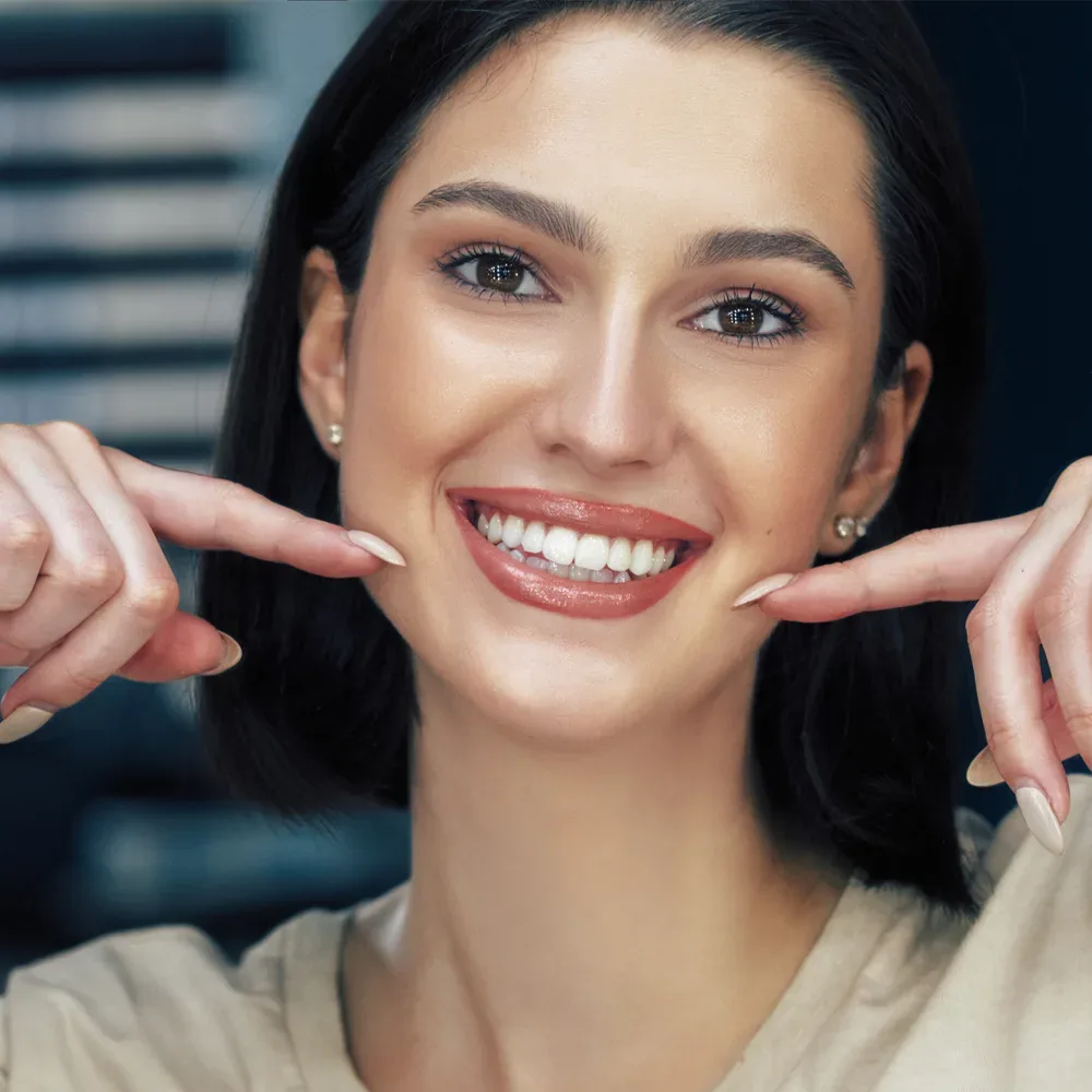 Woman showing off bright smile