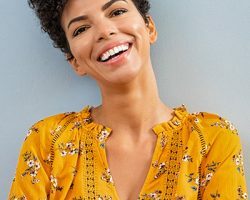 Woman smiling with invisalign